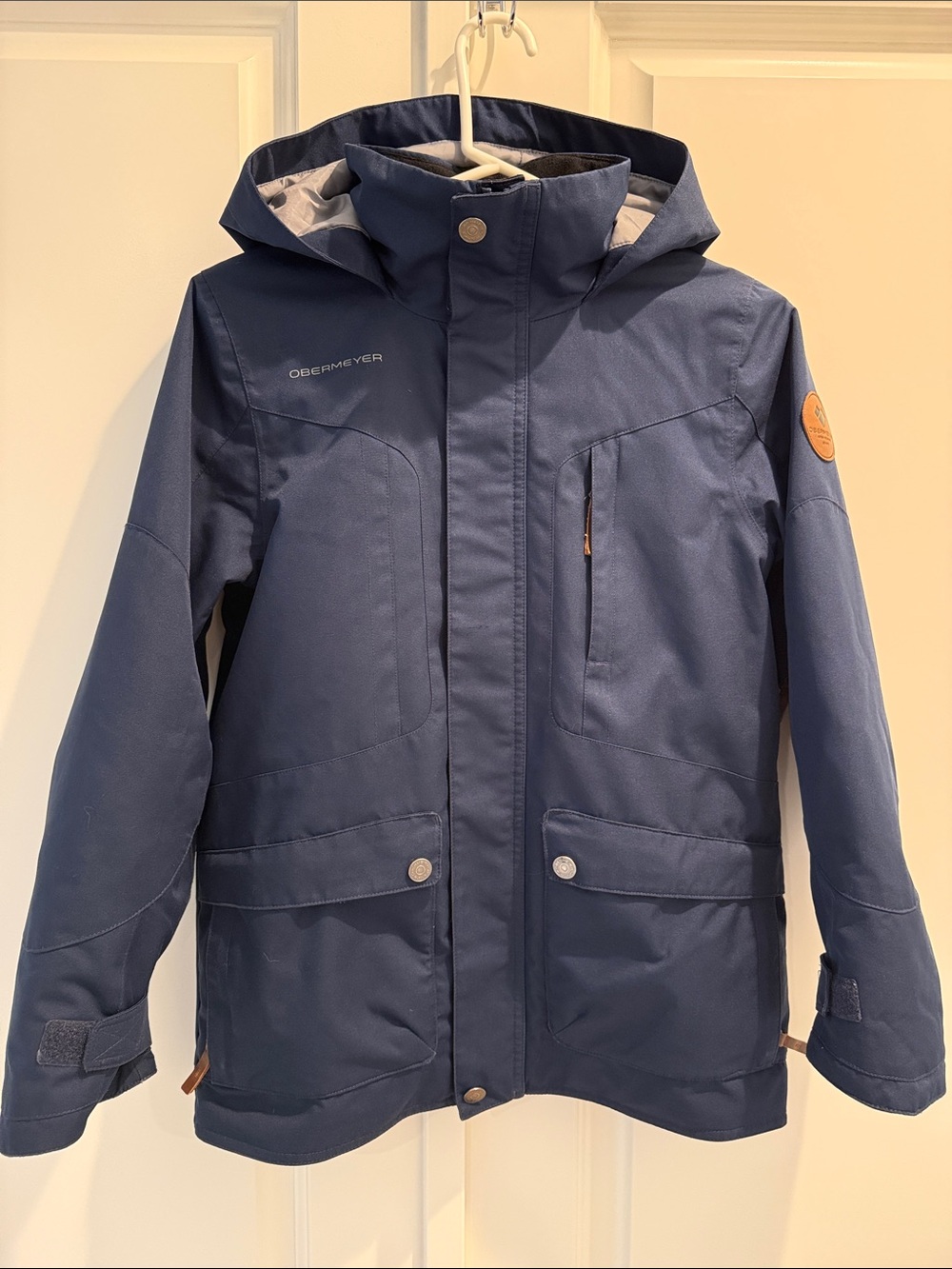 Obermeyer Teen Boy Navy Hooded Outdoor Medium to Heavier Weight Jacket
